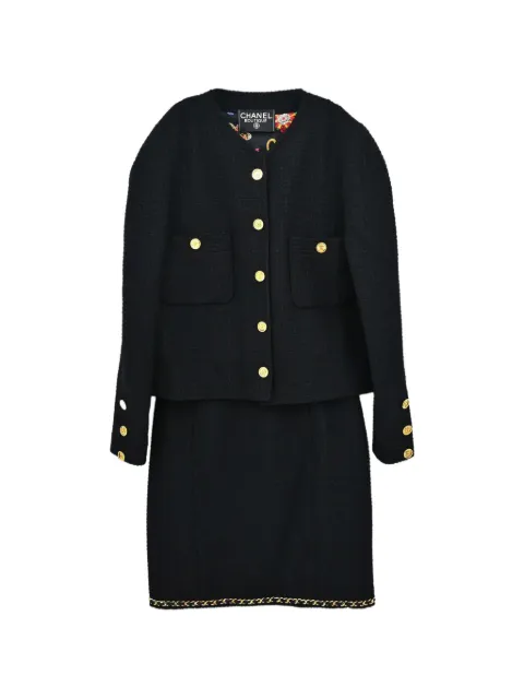 CHANEL Pre-Owned tweed long-sleeve skirt suit