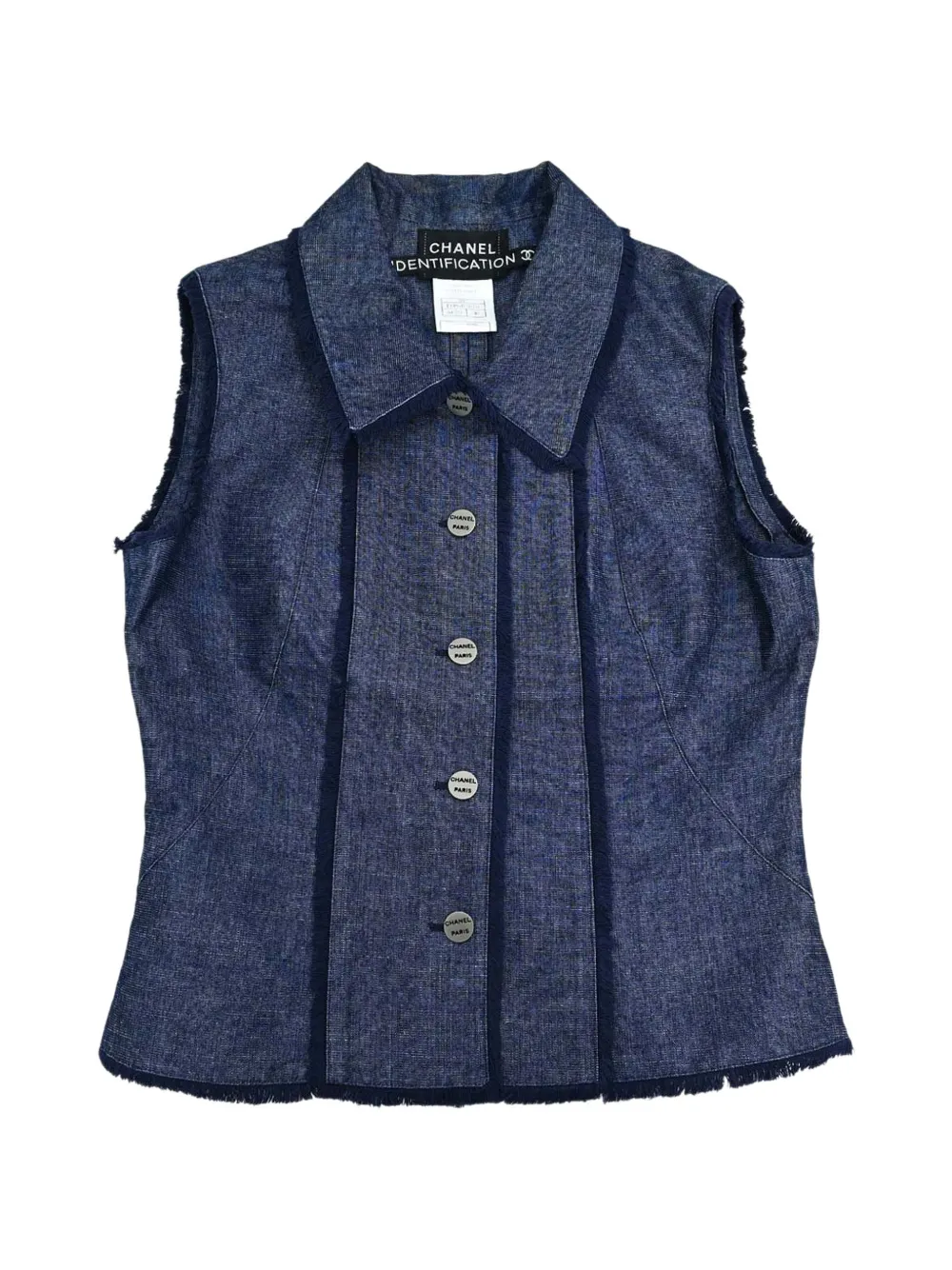 CHANEL Pre-Owned 2000 fringed denim vest - Blau