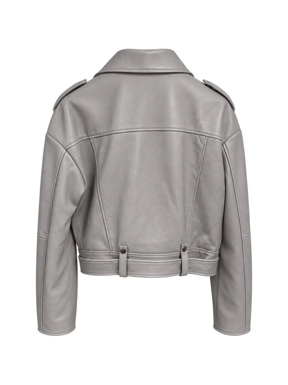 Drome belted cropped leather jacket Grijs