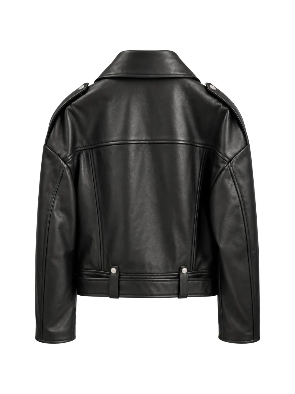 Drome Belted Leather Biker Jacket In Black