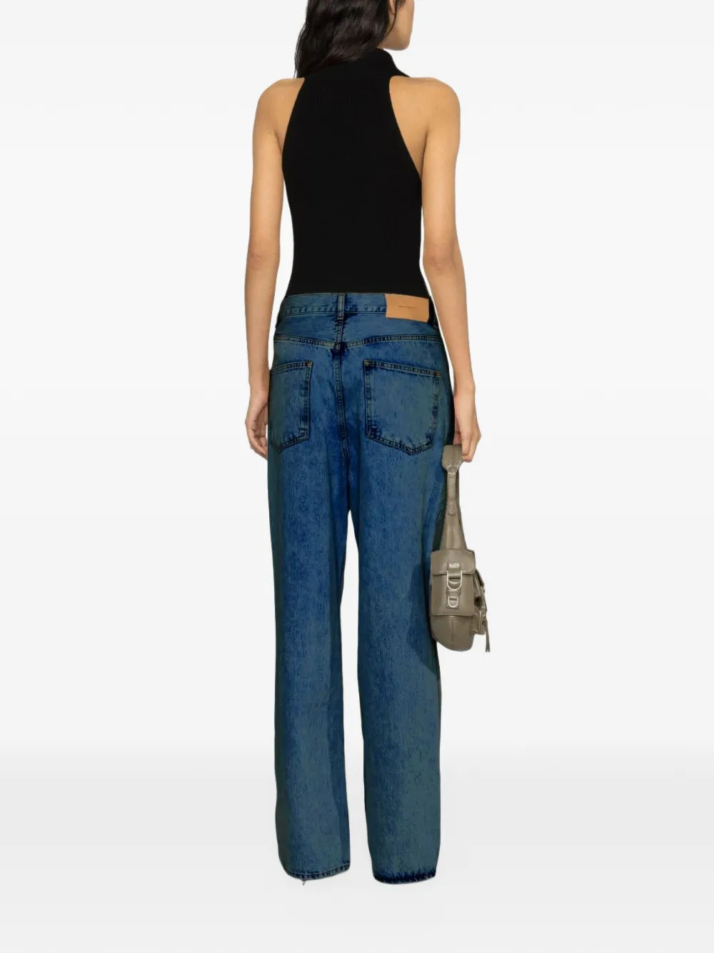 WARDROBE.NYC contrast-stitch logo-patch jeans Blauw