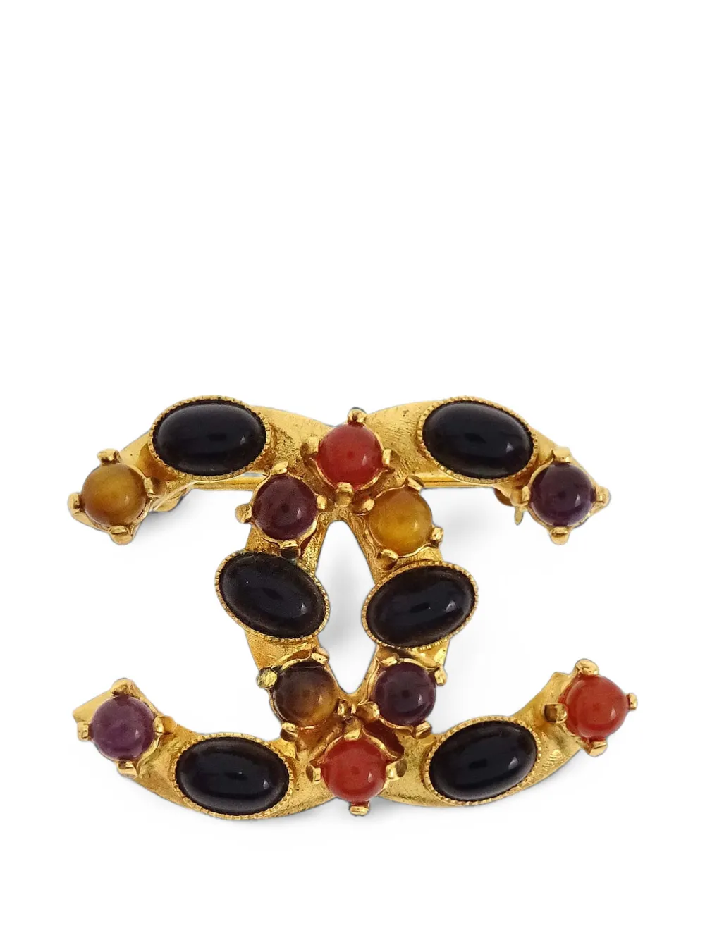 CHANEL Pre-Owned 2001 CC stone-embellished brooch - Oro