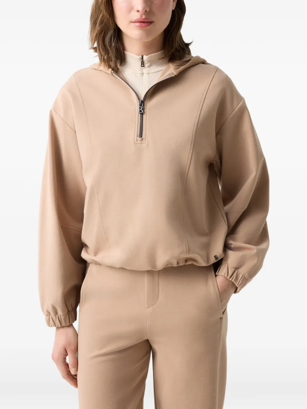 BOGNER Alia zip-neck hoodie - Nude