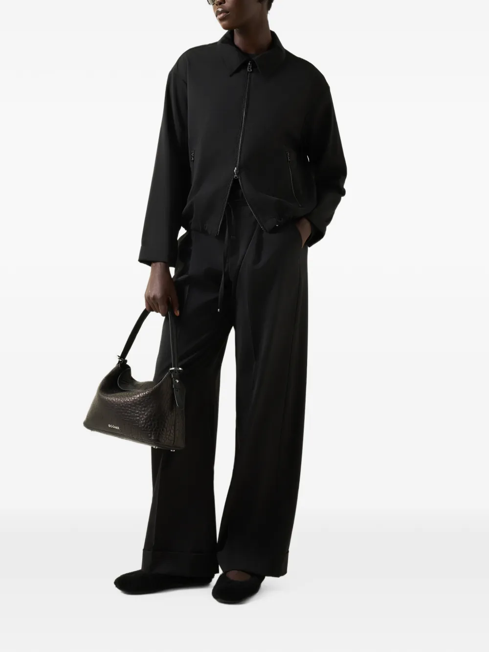 BOGNER Elfy virgin-wool pleated trousers Zwart