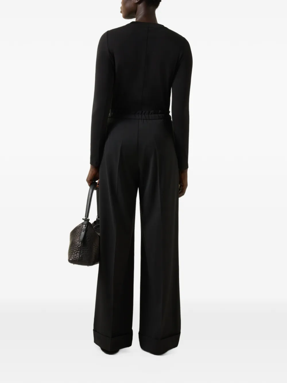 BOGNER Elfy virgin-wool pleated trousers Zwart