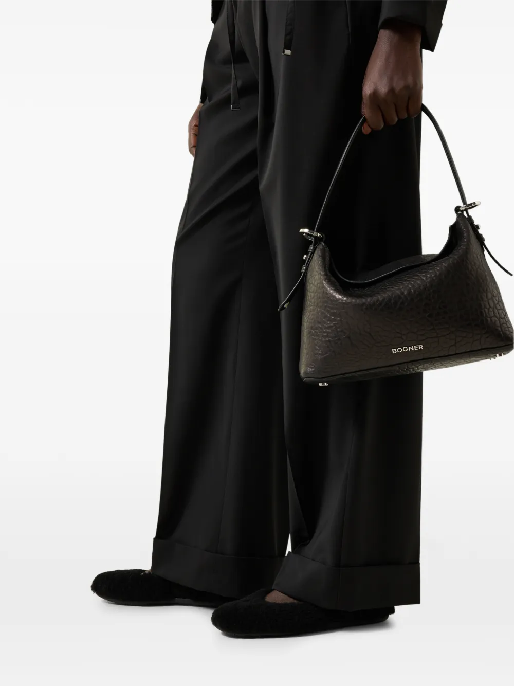 BOGNER Elfy virgin-wool pleated trousers Zwart