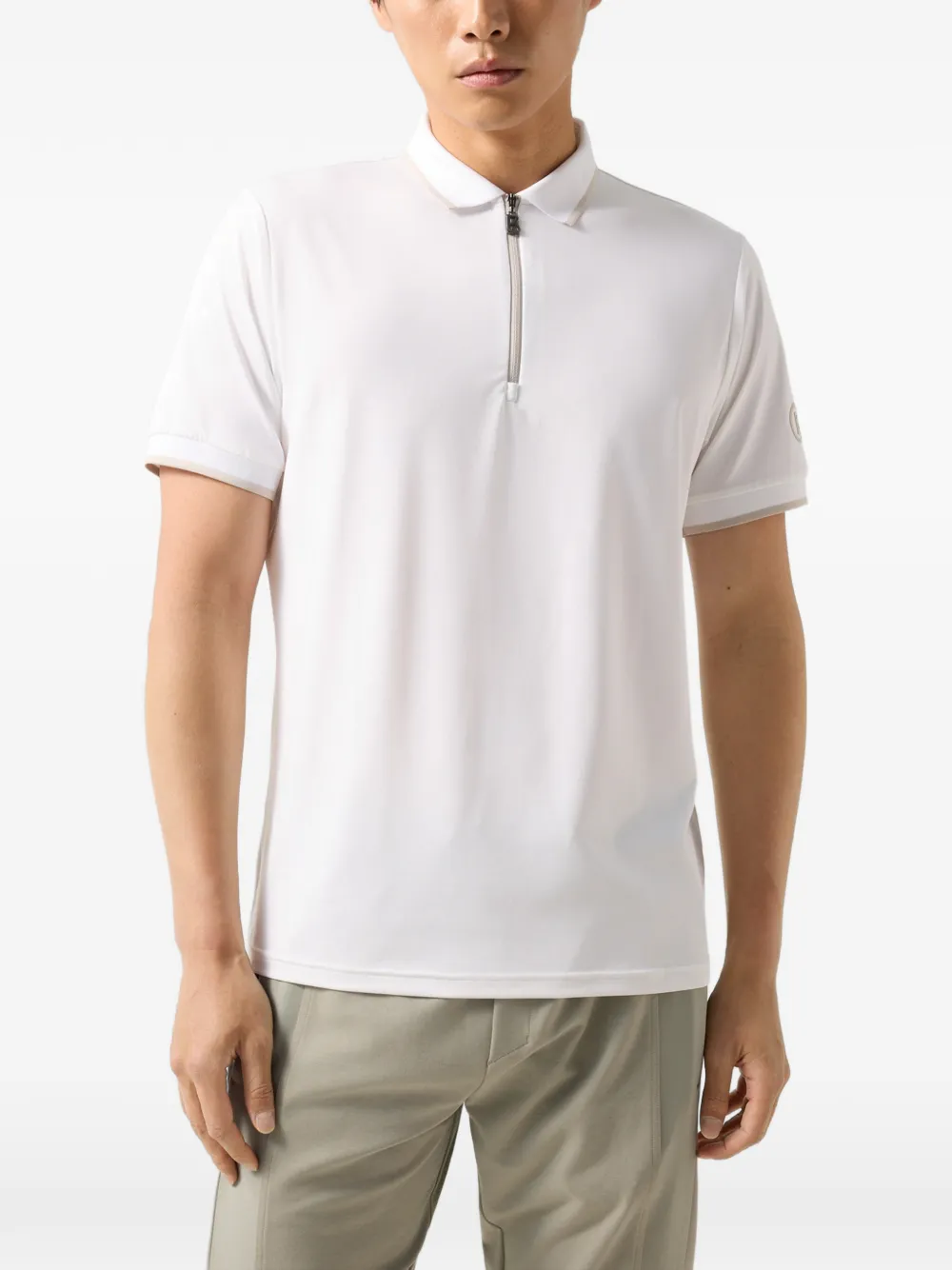 BOGNER Cody zip-fastening polo-collar performance T-shirt Wit