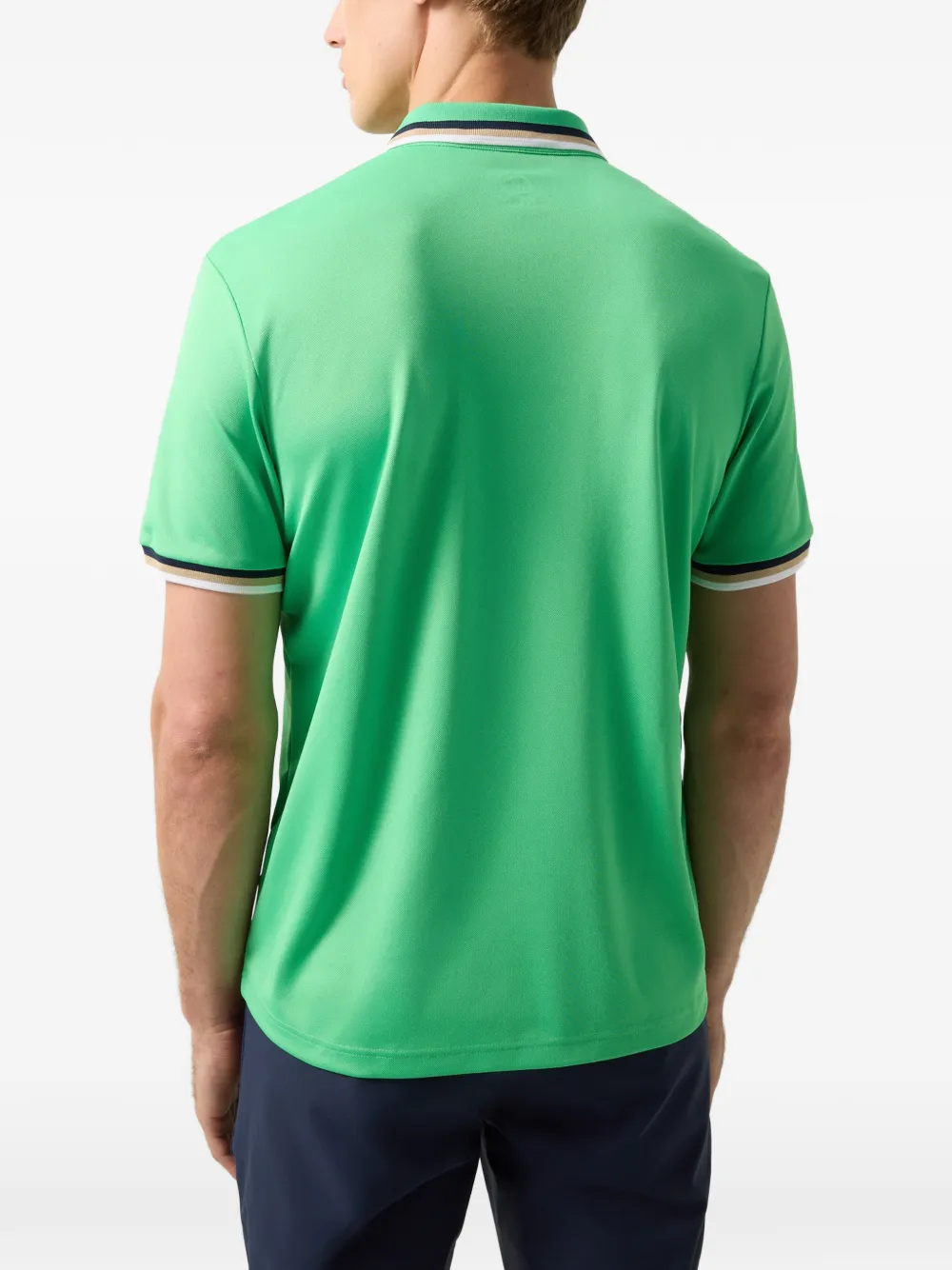 BOGNER Arik striped-trim polo shirt Groen