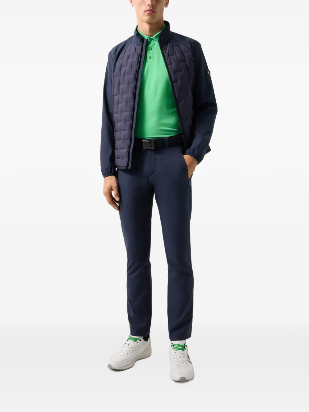 BOGNER Arik striped-trim polo shirt Groen