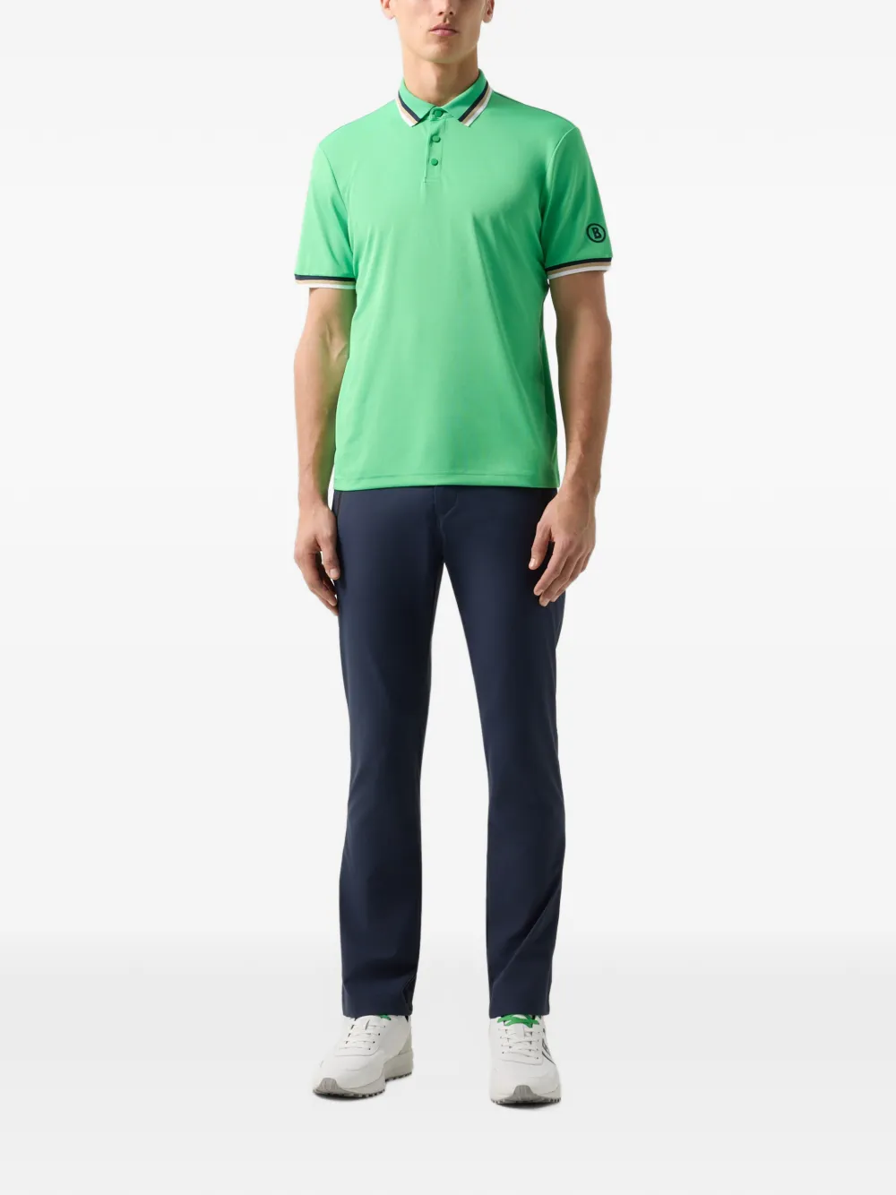 BOGNER Arik striped-trim polo shirt Groen
