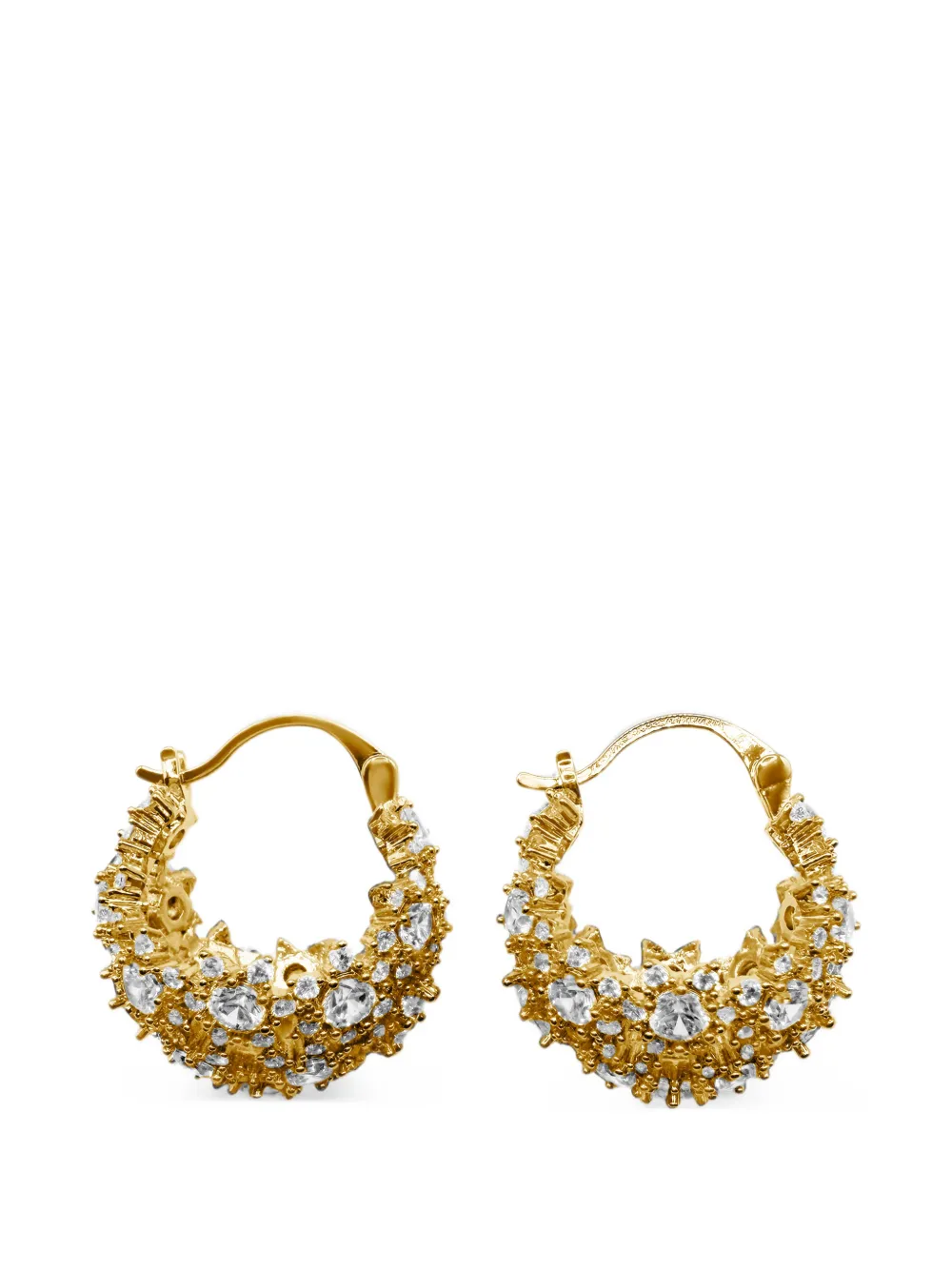 HZMER JEWELLERY Dyuti crystal-embellished hoop earrings - Gold