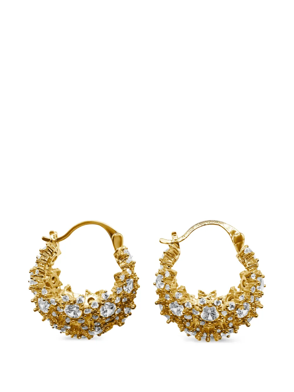 HZMER JEWELLERY Dyuti crystal-embellished hoop earrings - Oro