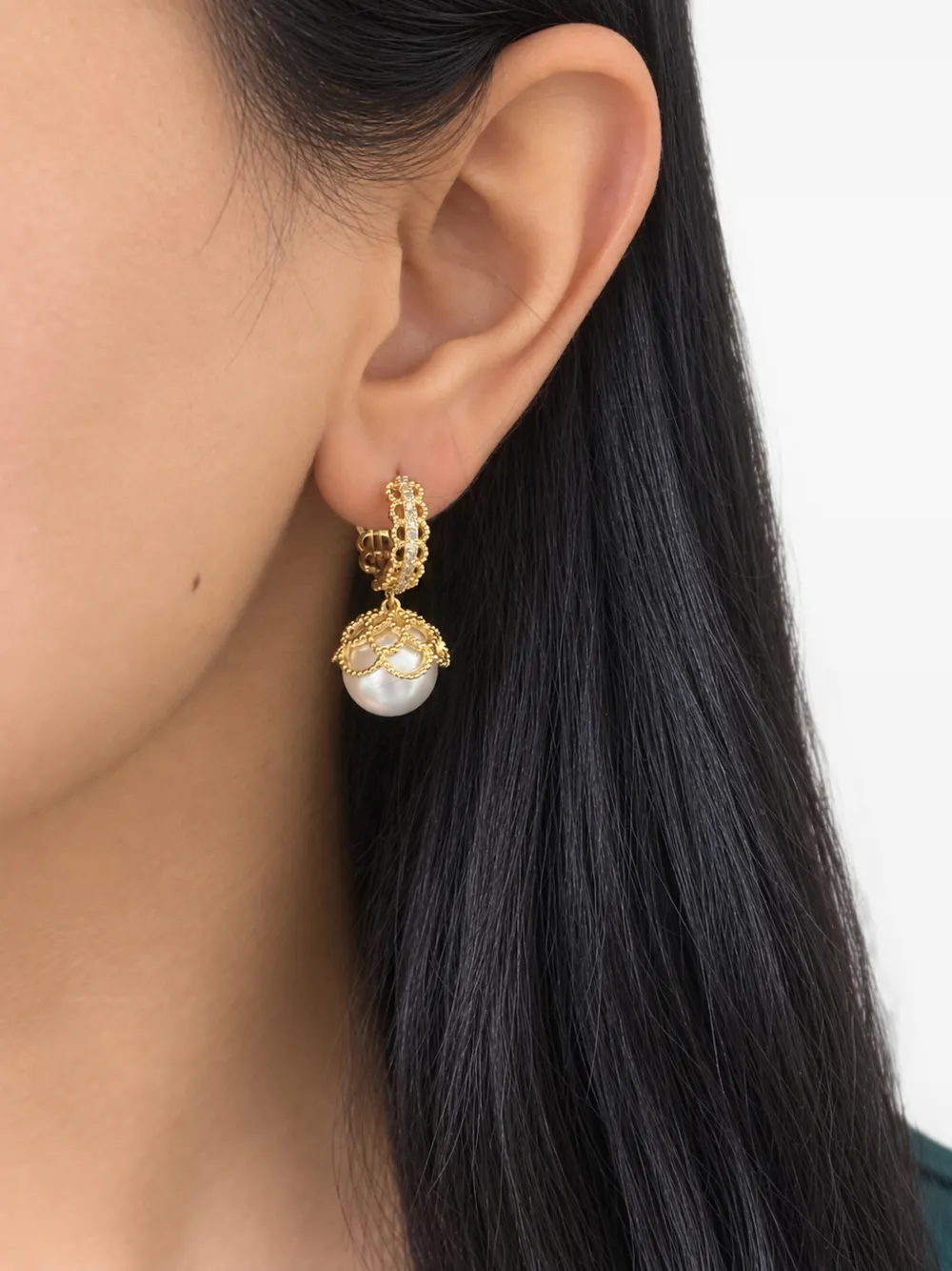 HZMER JEWELLERY Saumya faux-pearl earrings - Gold