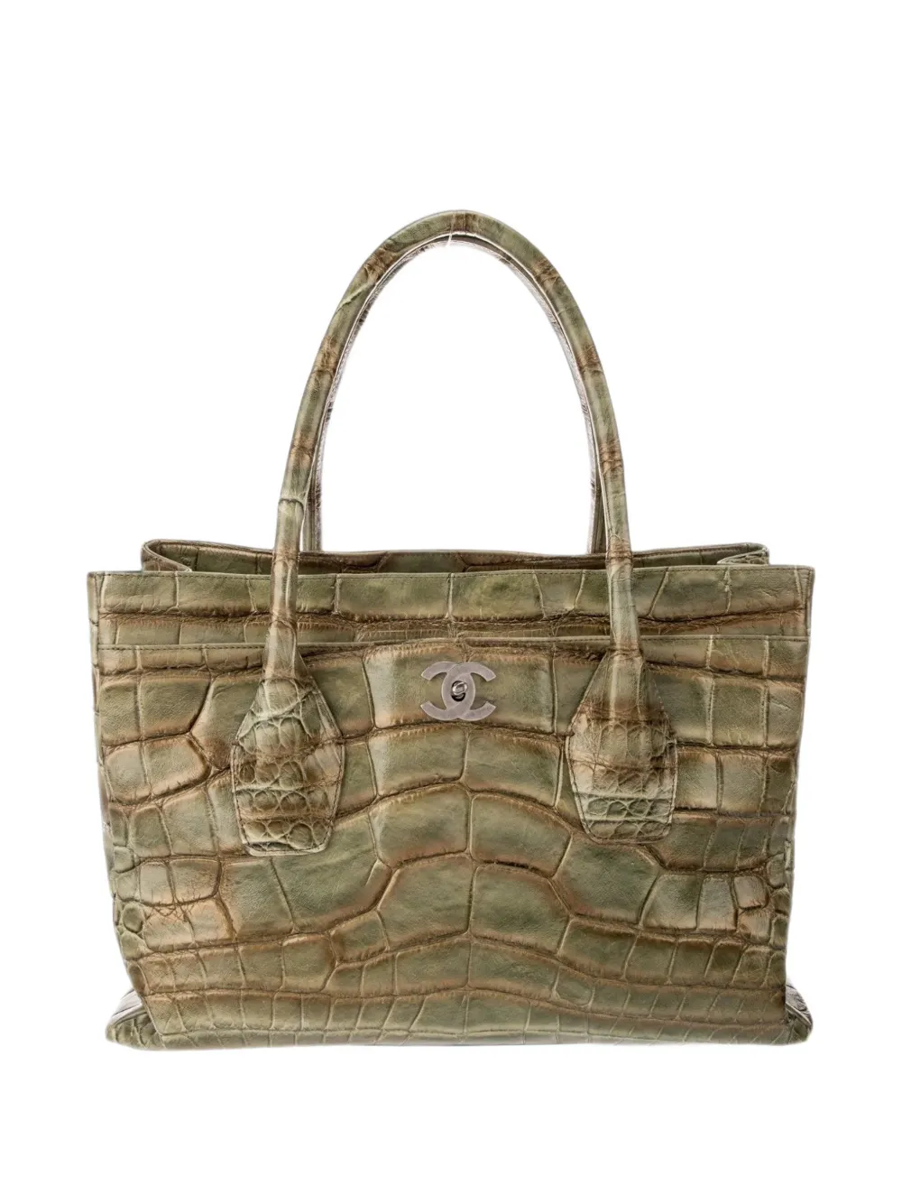 CHANEL Pre-Owned 2006-2008 crocodile-effect Cerf tote bag - Green