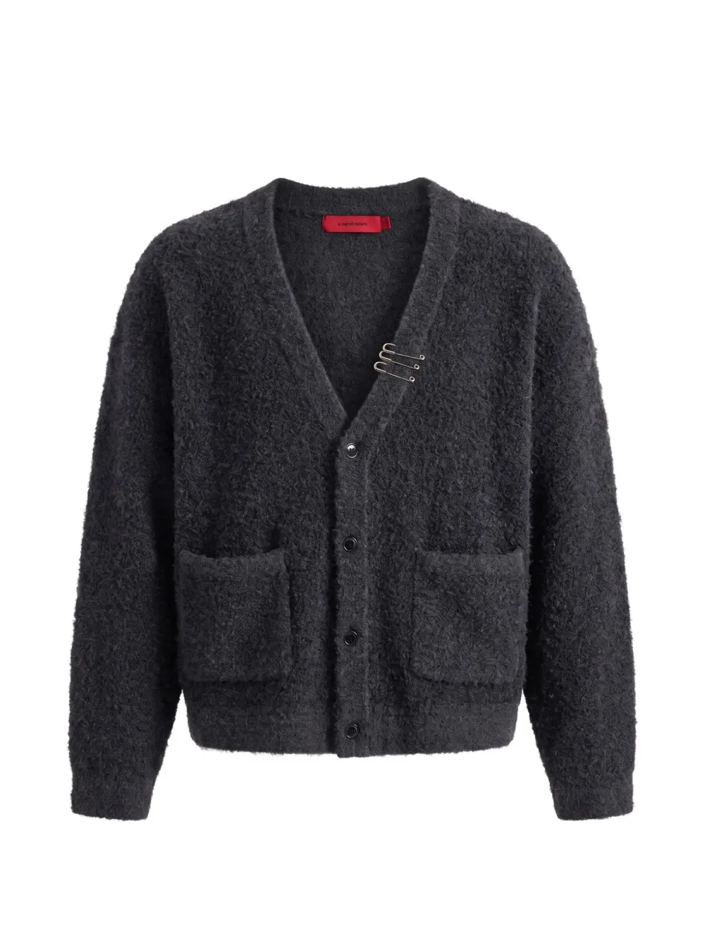 ACUPUNCTURE 1993 safety-pin bouclé cardigan - Grey
