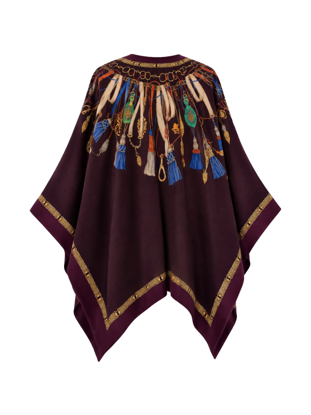 ETRO tassel-print silk-trim cape Paars