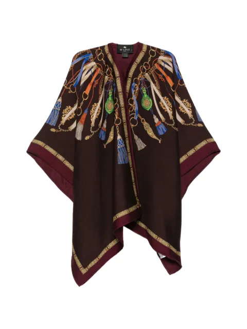 ETRO tassel-print jacquard cape