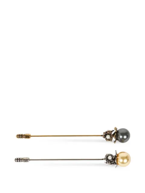 ETRO faux-pearl floral-detail brooches (set of two)