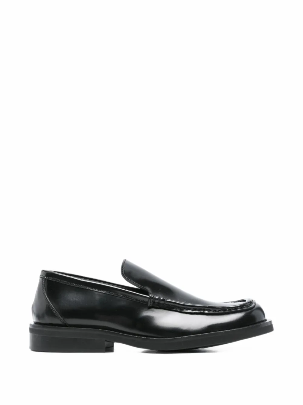 POEVE Dannie brushed leather square-toe loafers - Nero