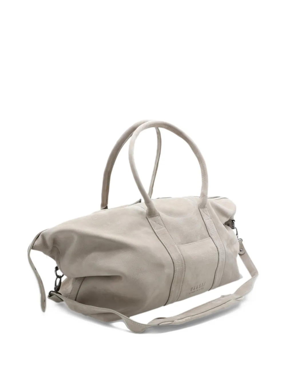 04651 A TRIP IN A BAG logo-print leather tote bag Beige