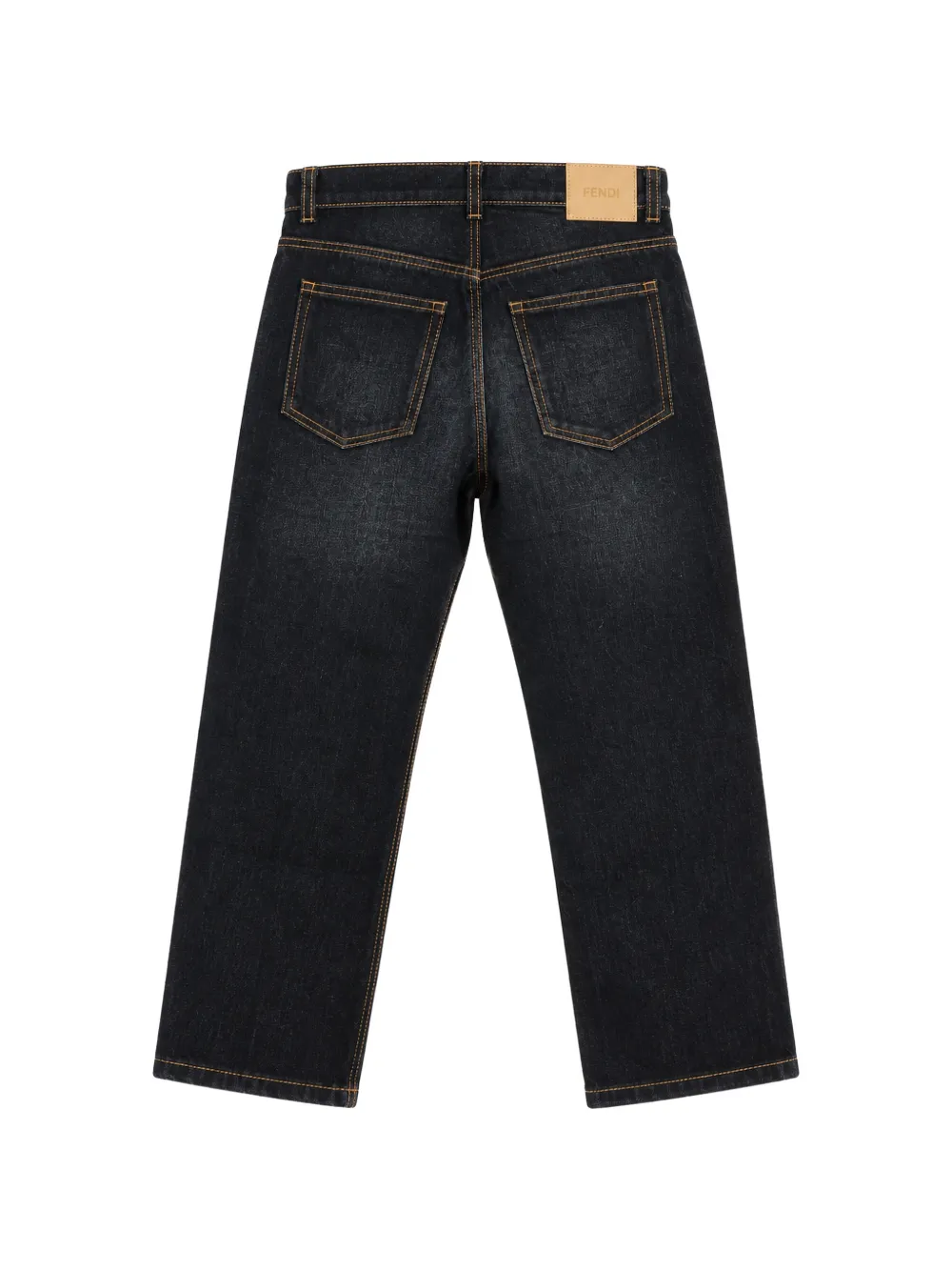 Fendi Kids faded-effect straight-leg jeans Zwart