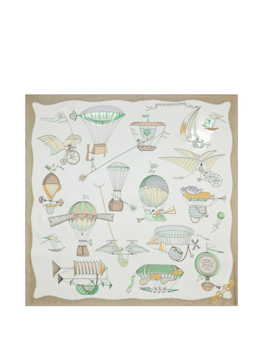 Tory Burch Hot Air Balloon silk square scarf Wit
