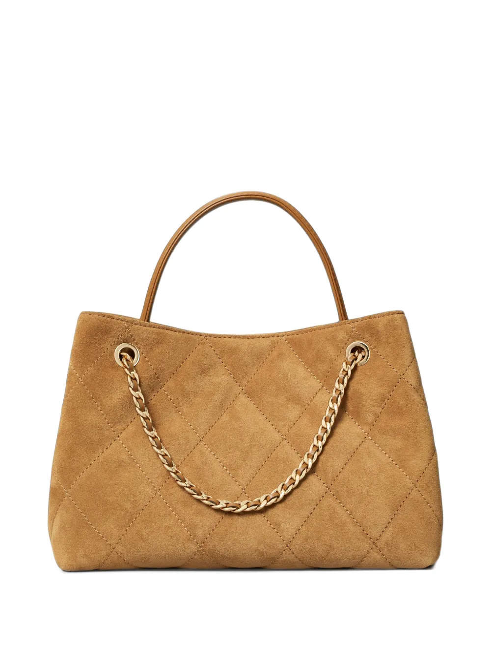 Tory Burch small Fleming suede carryall bag Beige