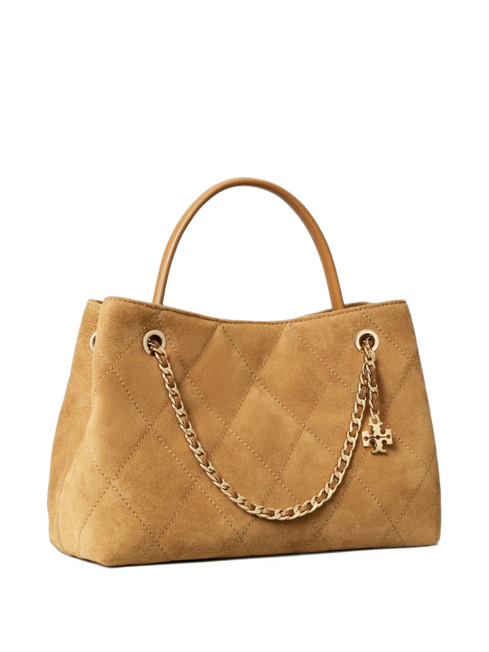 Tory Burch small Fleming suede carryall bag Beige