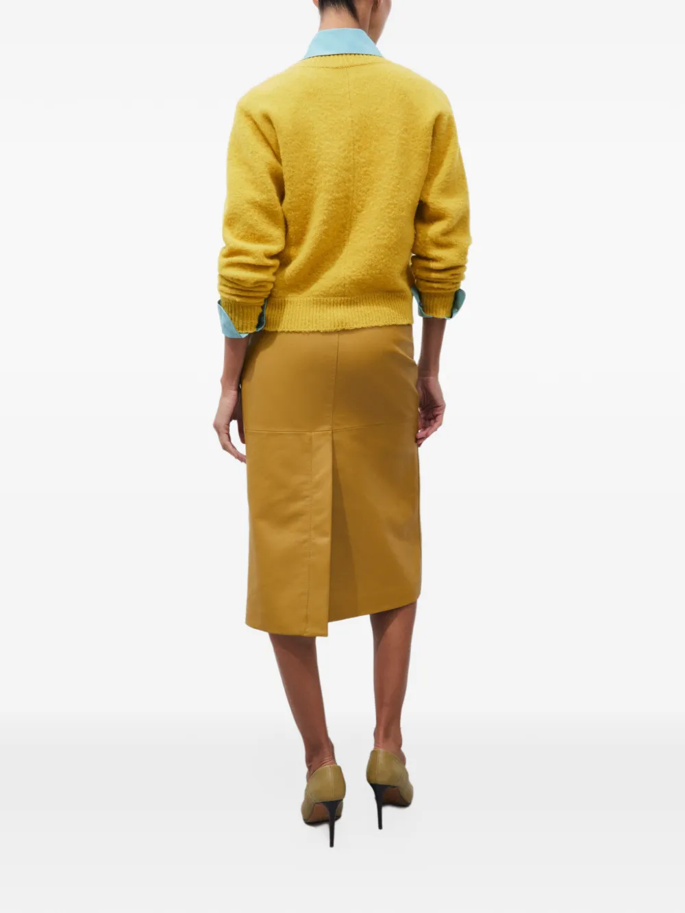 Tory Burch leather skirt Geel