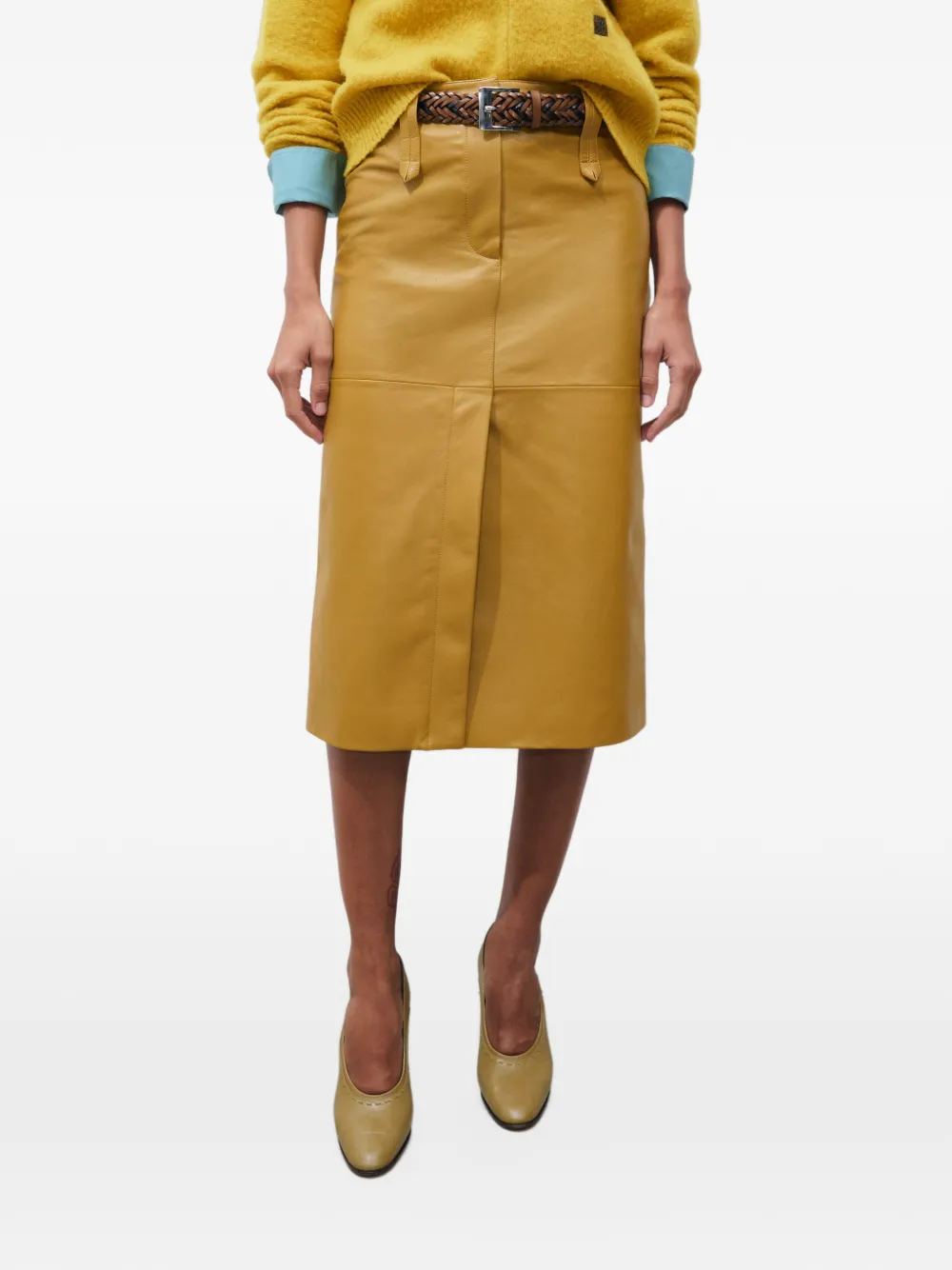Tory Burch leather skirt Geel