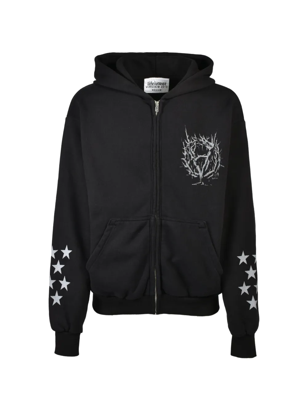 lifeiswar graphic-print zip-up hoodie - Black