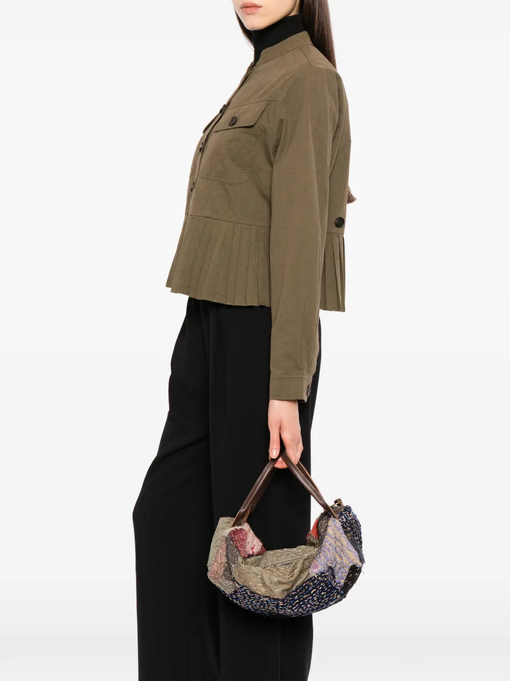 By Walid patchwork bead-embellished tote bag Groen