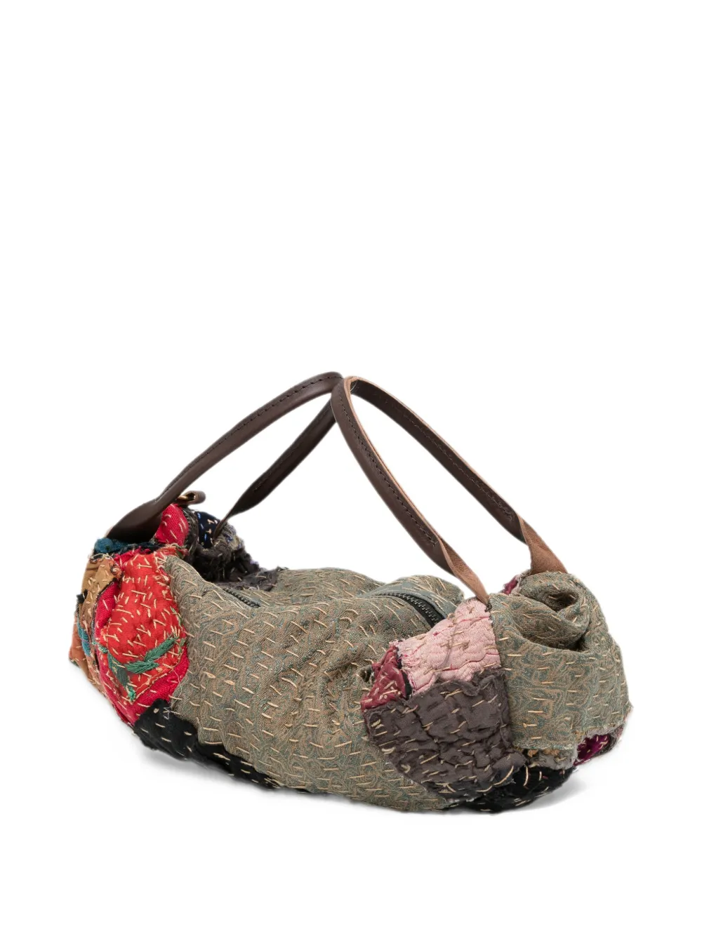 By Walid patchwork bead-embellished tote bag Groen