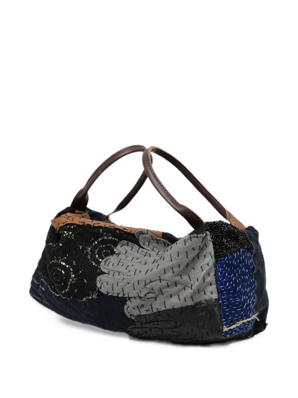 By Walid patchwork bead-embellished tote bag Zwart