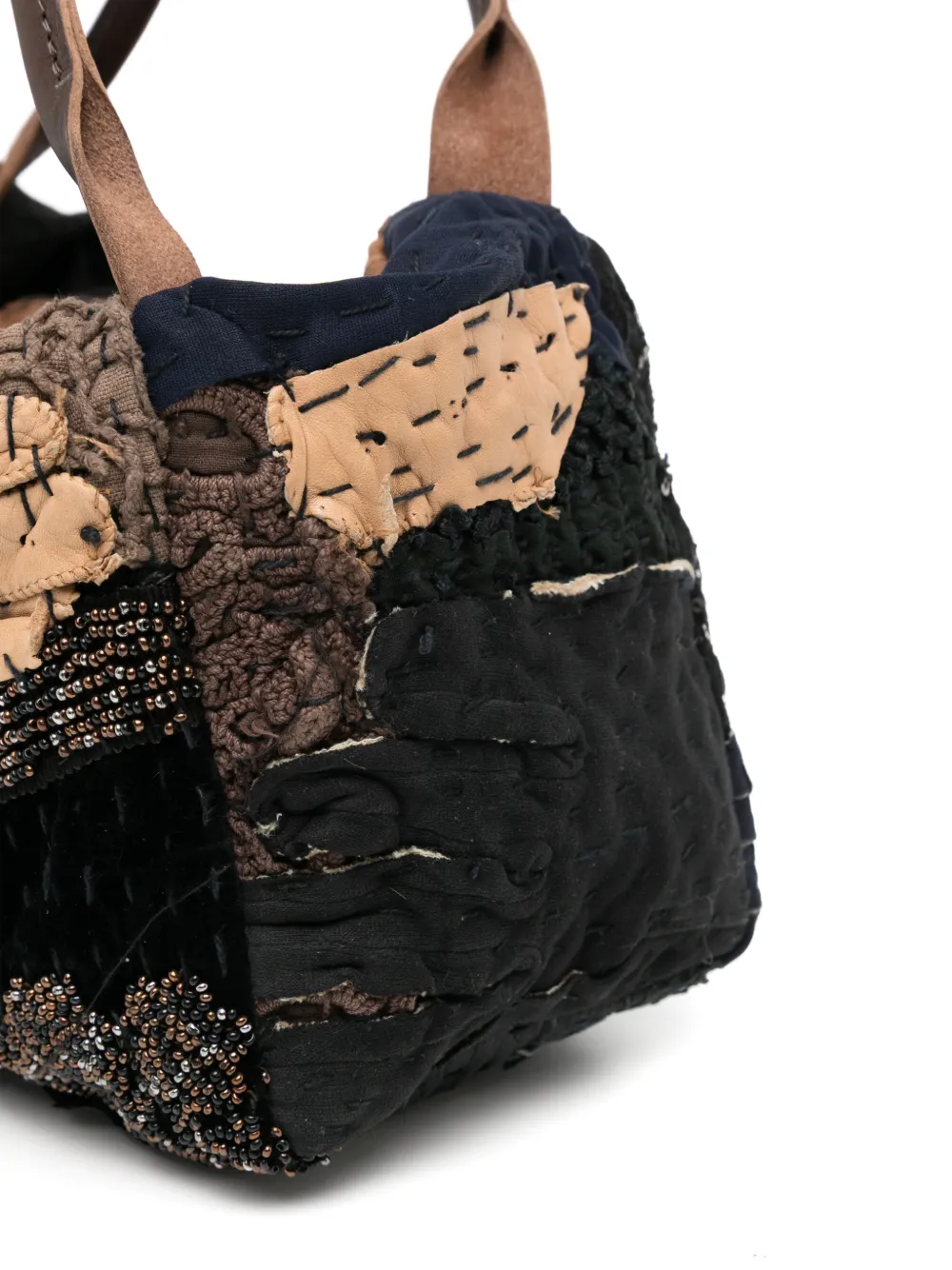 By Walid patchwork bead-embellished tote bag Zwart