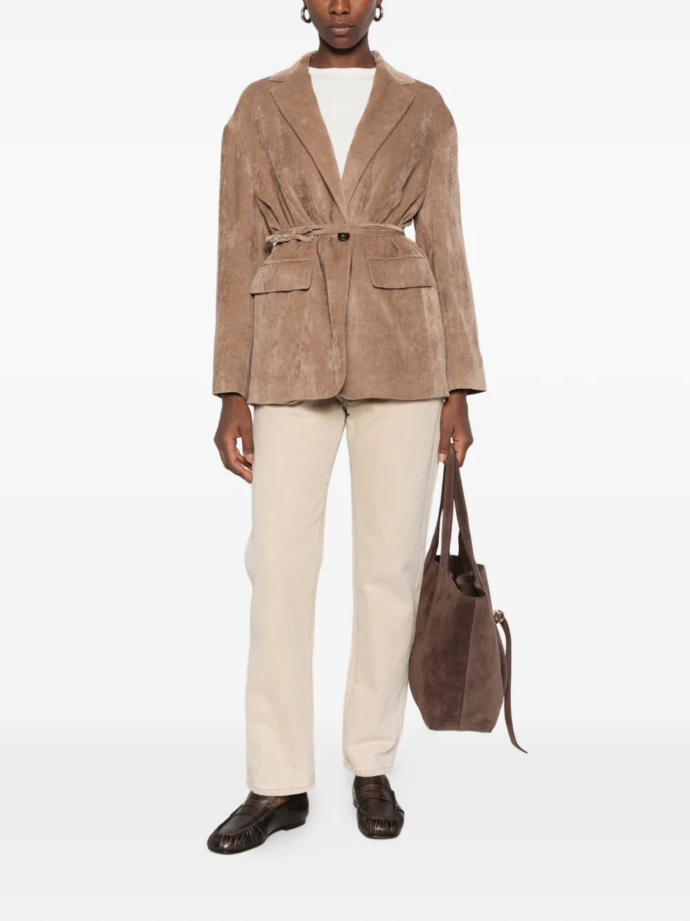 Brunello Cucinelli belted corduroy jacket Beige