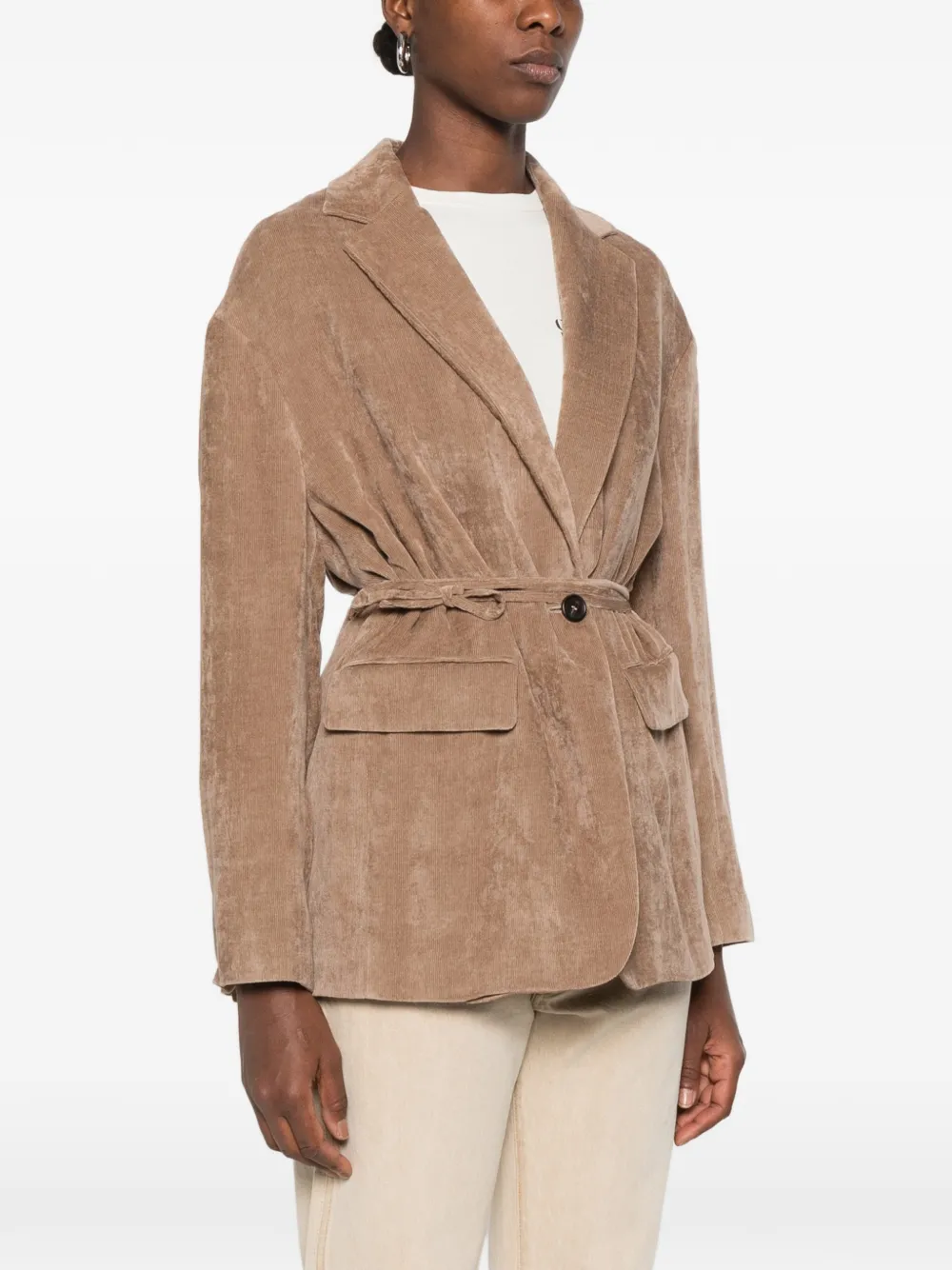 Brunello Cucinelli belted corduroy jacket Beige