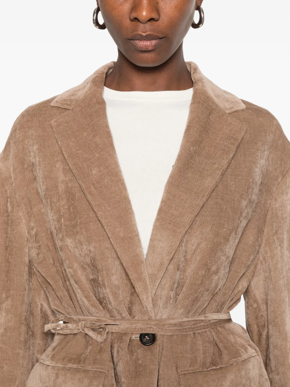 Brunello Cucinelli belted corduroy jacket Beige