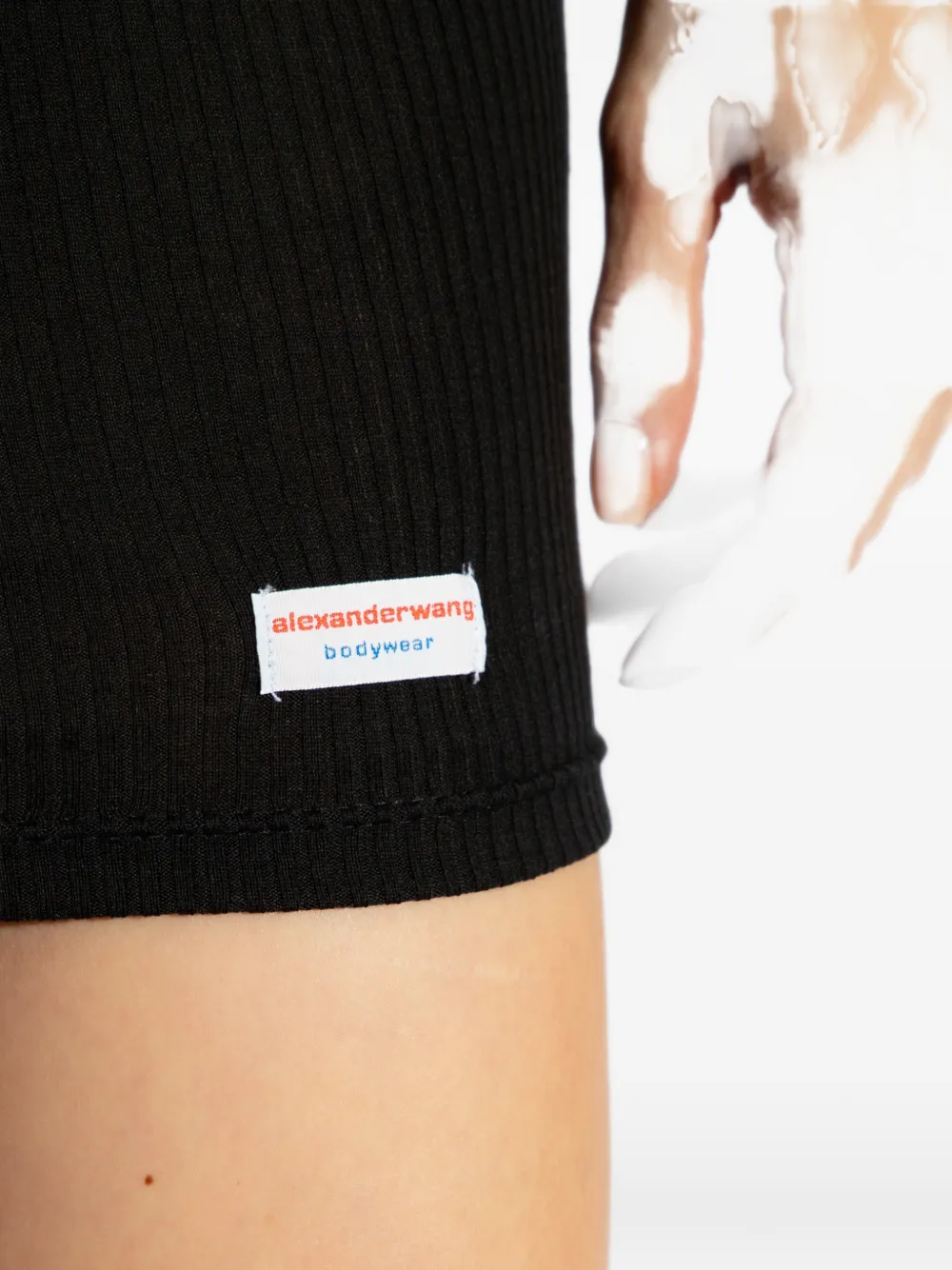 Alexander Wang ribbed logo-patch dress Zwart