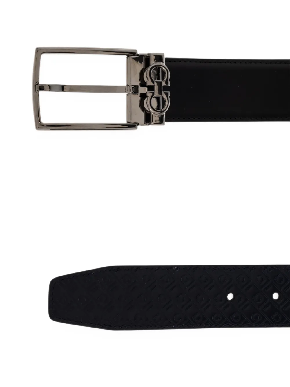 Ferragamo reversible and adjustable Gancini belt Zwart