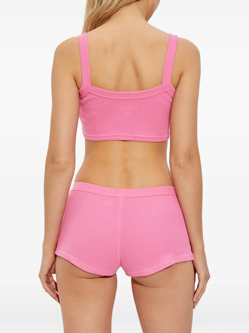 Alexander Wang Wafelgebreide top met logopatch Roze