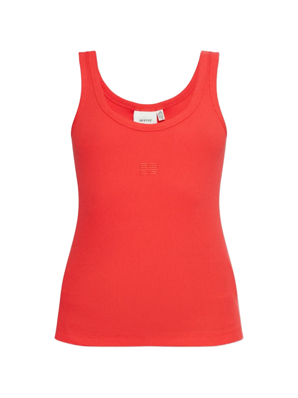 Gestuz Hgzdrew logo-embroidered ribbed top - Rouge