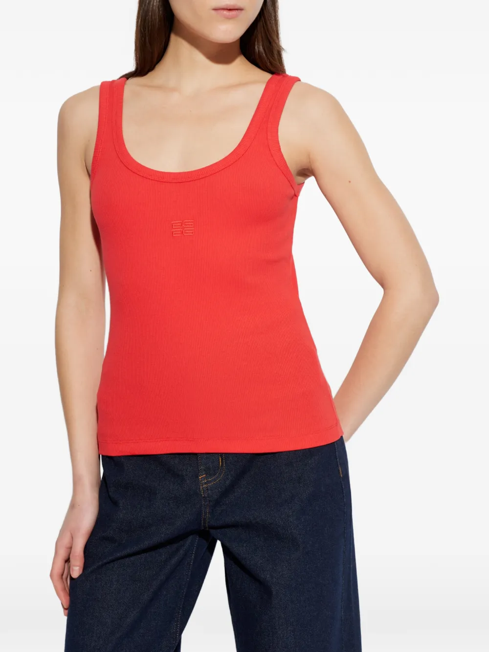 Gestuz Hgzdrew logo-embroidered ribbed top Rood