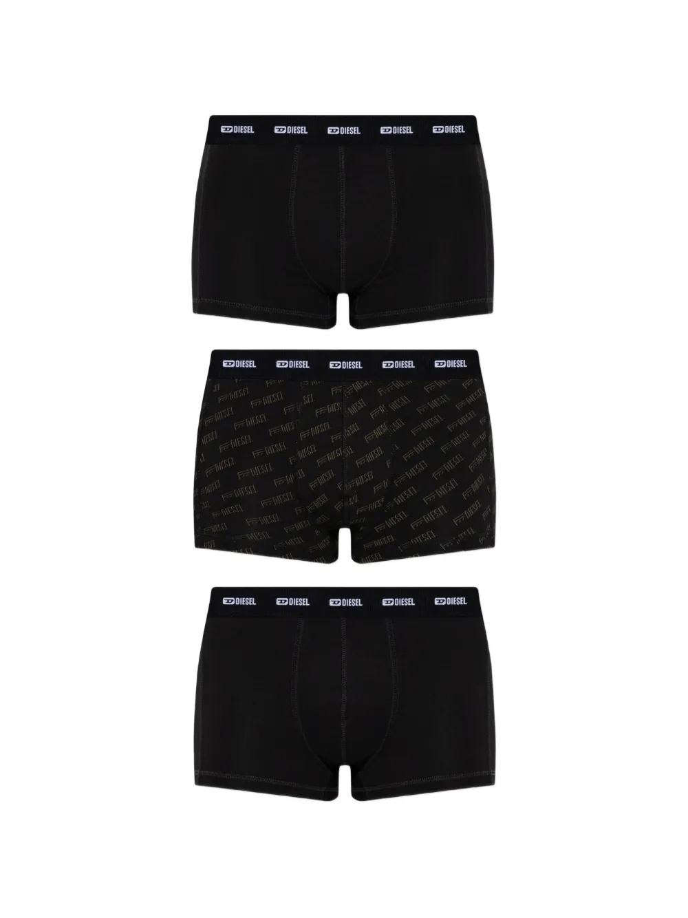 Diesel 스타일링 로고 복서 브리프 3팩 세트 | 블랙 | Image 1