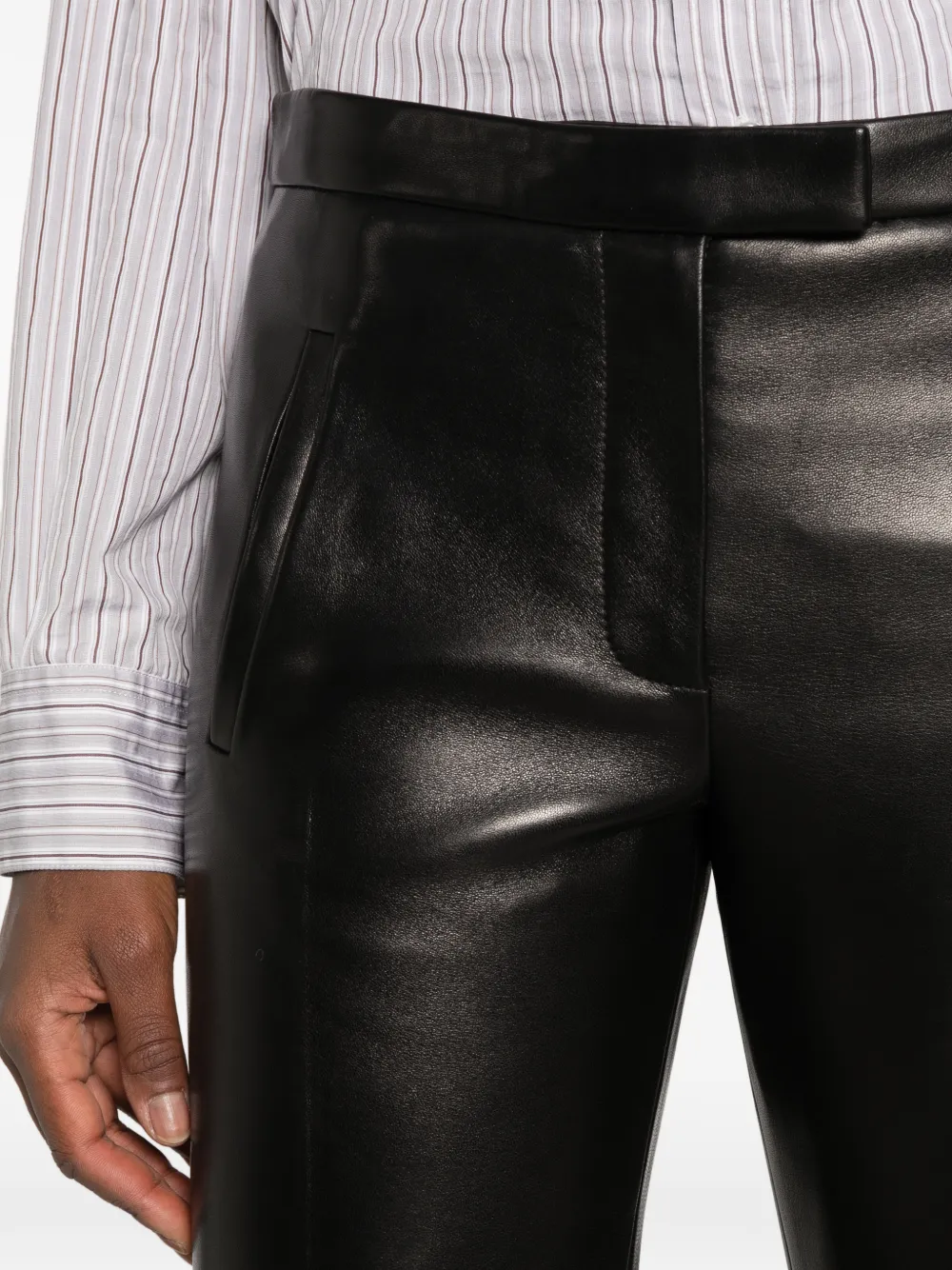 KHAITE leather straight-leg trousers Zwart