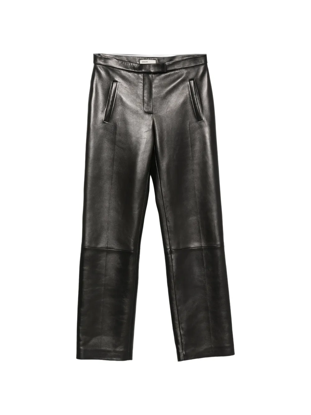 KHAITE leather straight-leg trousers Zwart