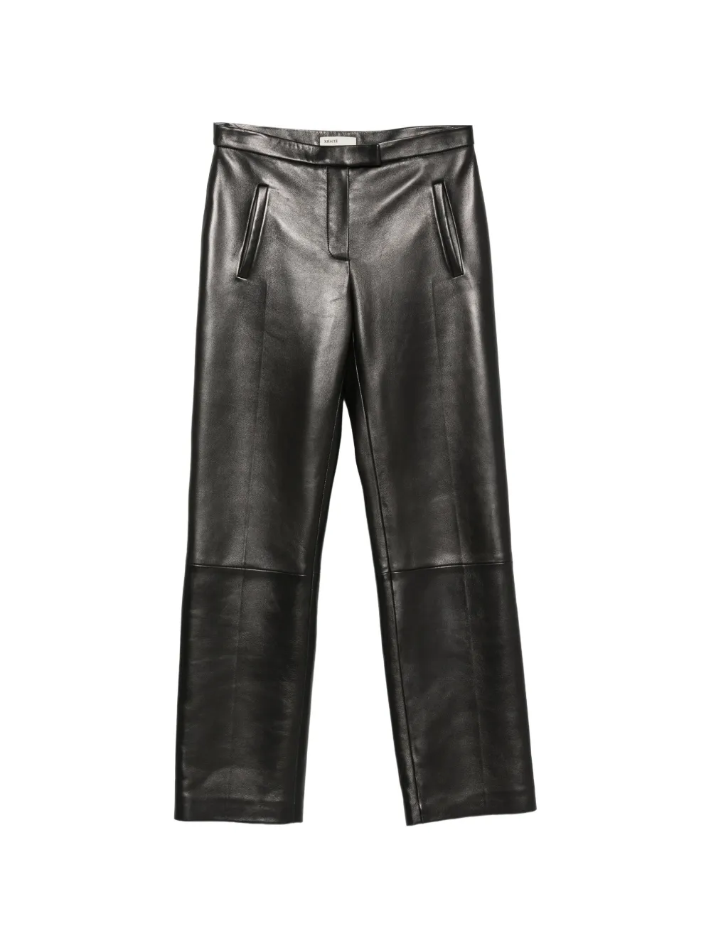 KHAITE leather straight-leg trousers Zwart