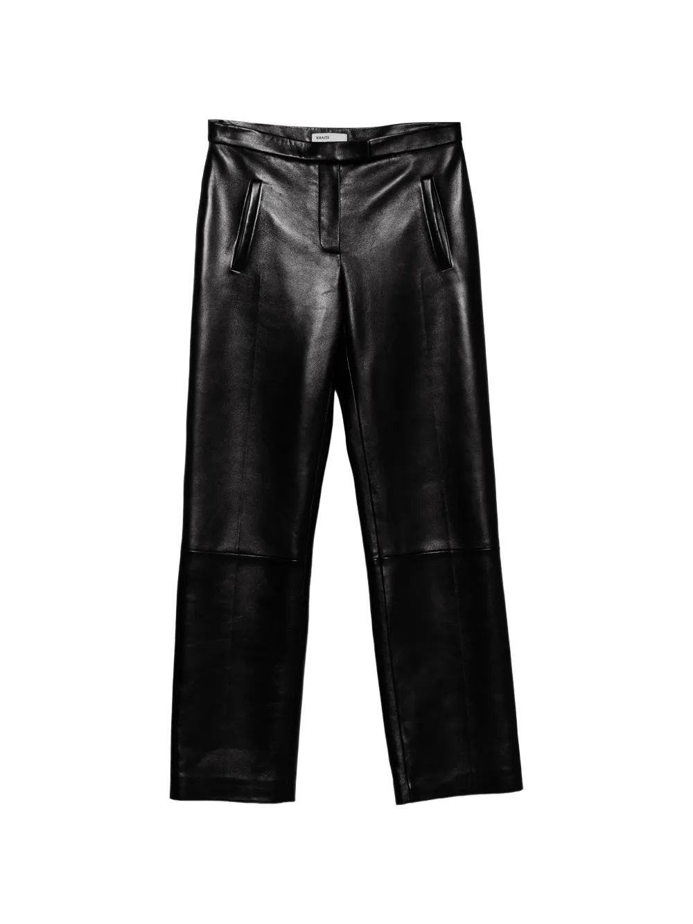 KHAITE leather straight-leg trousers - Black