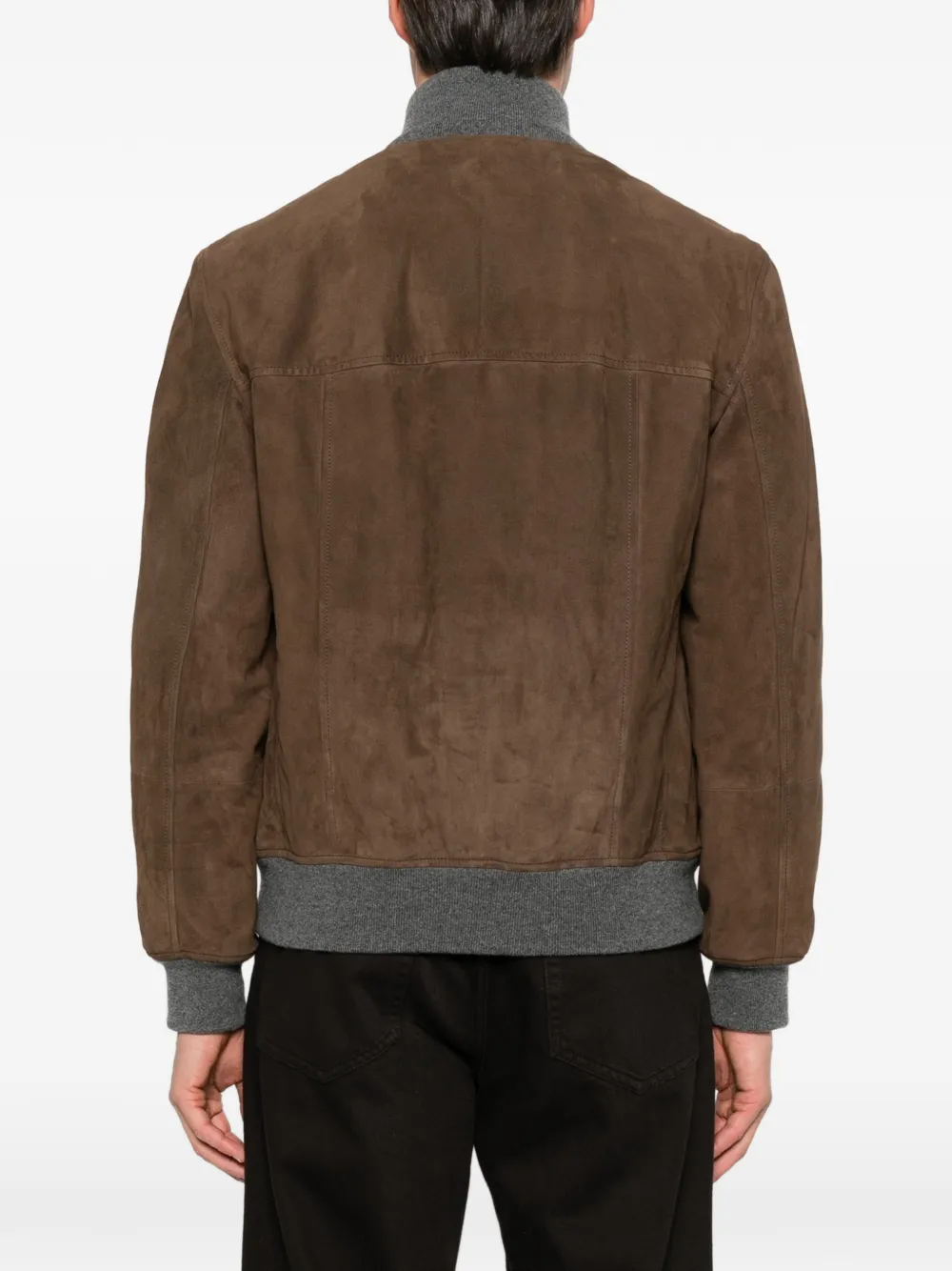 Brunello Cucinelli suede-finish panelled jacket Bruin