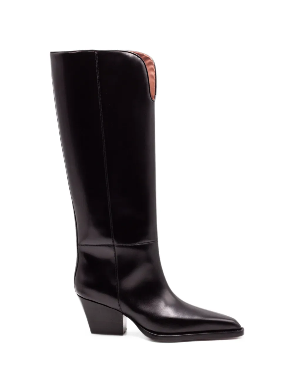 Paris Texas pointed-toe leather knee-high boots - Black